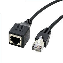 Подовжувач мережевого кабелю RJ45 Ethernet (тато-мама) екранований Чорний 1.5м
