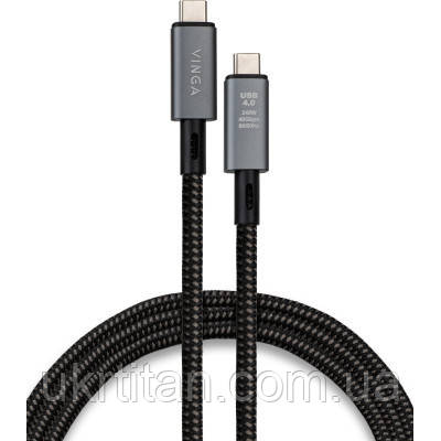 Оригінал! Дата кабель USB-C to USB-C 0.8m USB4 240W 40GBps 8K60Hz Nylon Vinga (VCPDCU4) - Вища Якість!, фото 1