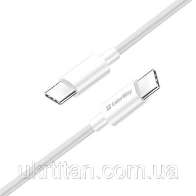Оригінал! Дата кабель USB-C to USB-C 1.0m 5A 100W white ColorWay (CW-CBPDCC058-WT) - Вища Якість!, фото 1