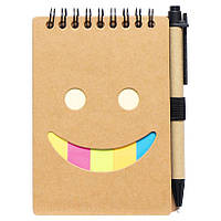 Блокнот А6 з набором стікерів та ручкою на спіралі JX005, 64 аркушів