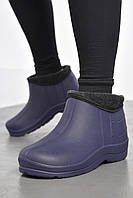 Калоші жіночі на хутрі синього кольору 185342M