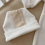 Чоловічок для хрещення "Арін" шапочка, пінетки велюр зріст 56 см (0 - 1 місяць) Betis Молочний, фото 3