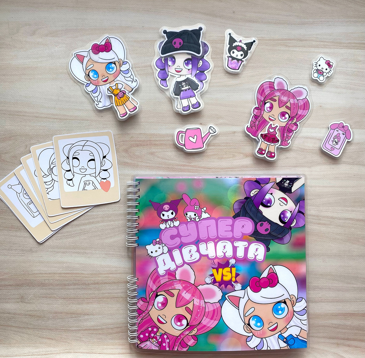 Альбом на липучках «Супер дівчата vs Hello Kitty» 21 х 21 см, фото 1
