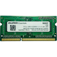 Оригінал! Модуль пам&apos;яті для ноутбука SoDIMM DDR3L 4GB 1600 MHz Essentials Mushkin (992037) - Вища Якість!
