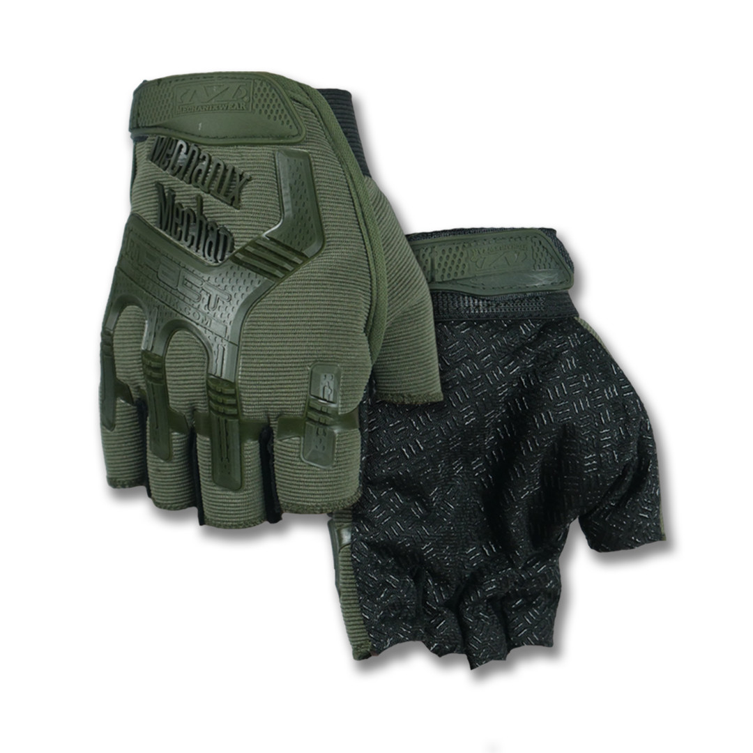 Рукавички безпалі Олива  з гумовим демпфером Mechanix ONE SIZE ТМ, фото 1