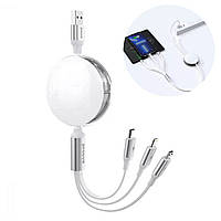 USB кабель  Proove Triple Sync 3in1 microUSB / Lightning / Type-C 3,0A 1,2m White