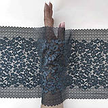 Стрейчеве (еластичне) мереживо кольору морської хвилі  (синьо-зелене), ширина 23,5 см., фото 2