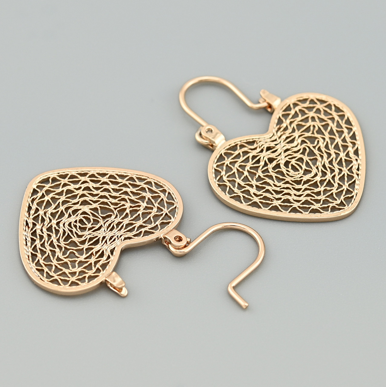 Сережки Ажурне серце 46523 розмір 30х1 мм вага 2.4 г позолота 18К, фото 1