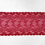 Стрейчеве (еластичне) мереживо червоного кольору шириною 23 см., фото 5