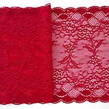 Стрейчеве (еластичне) мереживо червоного кольору шириною 23 см., фото 6