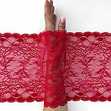 Стрейчеве (еластичне) мереживо червоного кольору шириною 23 см., фото 2