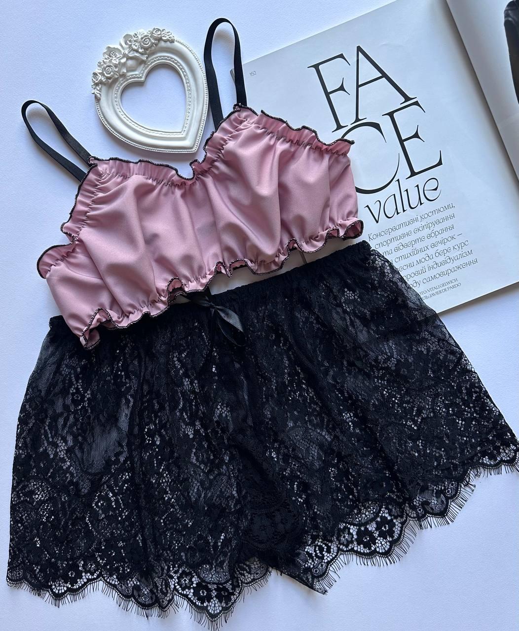 Жіночий мереживні шорти + топ, стильний комплект.