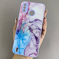 Чохол для Tecno Spark 6 Go (KE5) мармуровий чохол з попсокетом на телефон техно спарк 6 го бузковий o5u