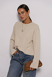 Жіночий лонгслів у рубчик із довгим рукавом oversize в розмірі L/XL