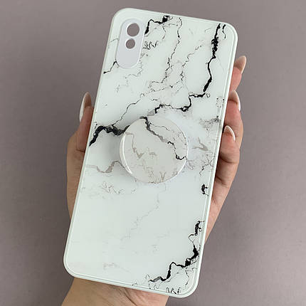 Чохол для Xiaomi Redmi 9A мармуровий чохол з попсокетом на телефон сяомі редмі 9а білий o5u, фото 1