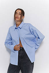 Жіноча сорочка oversize в блакитному кольорі розміру S/M