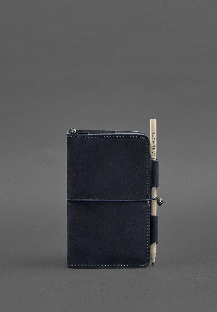 Блокнот софт-бук на гумці з тримачем для ручки обкладинка з натуральної шкіри Crazy Horse, фото 1