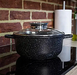 Каструлі 18 см 1,7 л Казанини з гранітним ефектом антипригарного покриття з кришкою для індукційної плити, фото 2