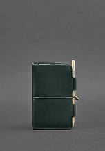 Блокнот софт-бук на гумці з тримачем для ручки обкладинка з натуральної шкіри Crazy Horse Зелений