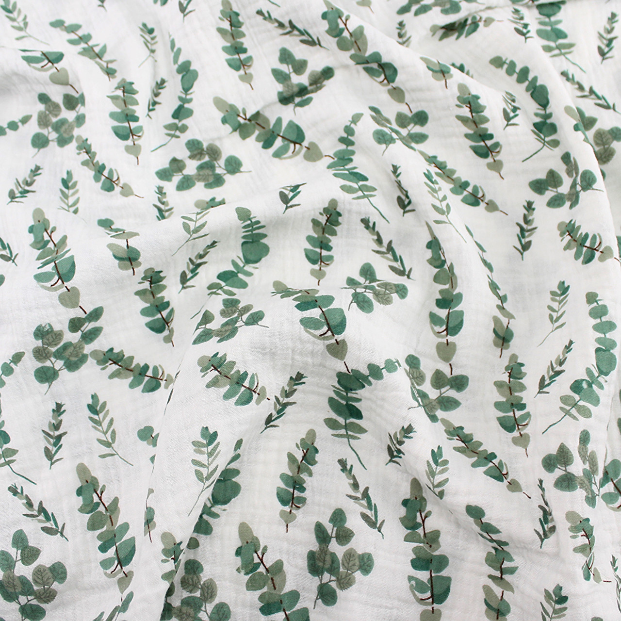 Муслін жатий двошаровий ширина 150 см "Евкаліпт" на білому № МЖ-3-110, фото 1