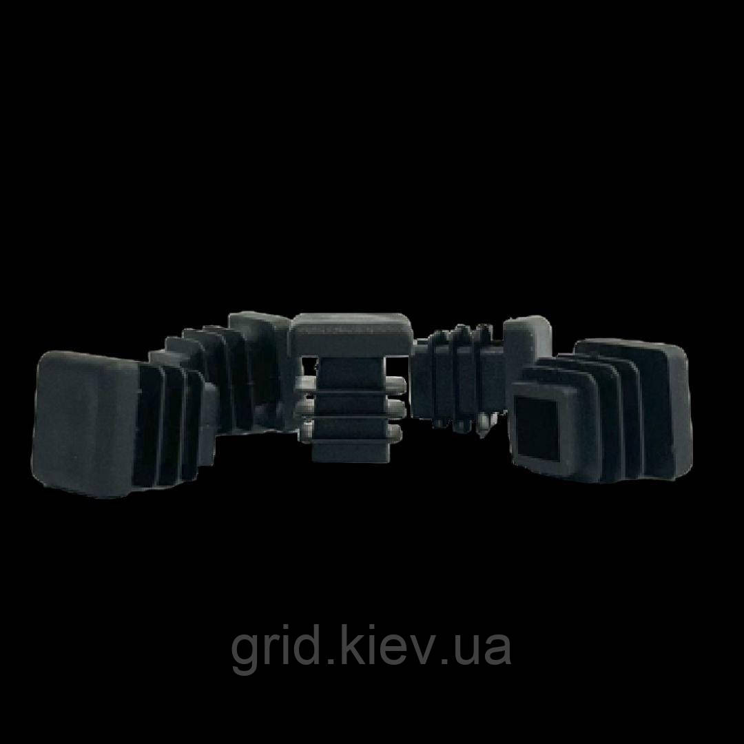 Заглушка 17х17 чорна для профільних труб квадратна пластикова поліетилен ПЕ меблева