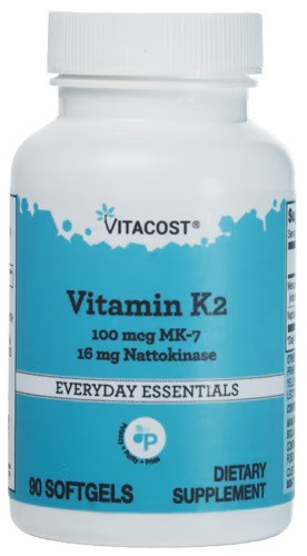 Vitacost Vitamin K2 100 мкг MK-7 Вітамін К2, 16 мг Наттокіназа, 90 капсул. До 07/2025