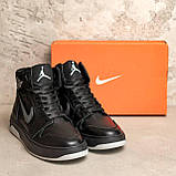 Чоловічі зимові високі кросівки Nike Air Max, чоловічі утеплені шкіряні кросівки, чорні зимові кросівки, фото 4