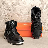 Чоловічі зимові високі кросівки Nike Air Max, чоловічі утеплені шкіряні кросівки, чорні зимові кросівки, фото 5