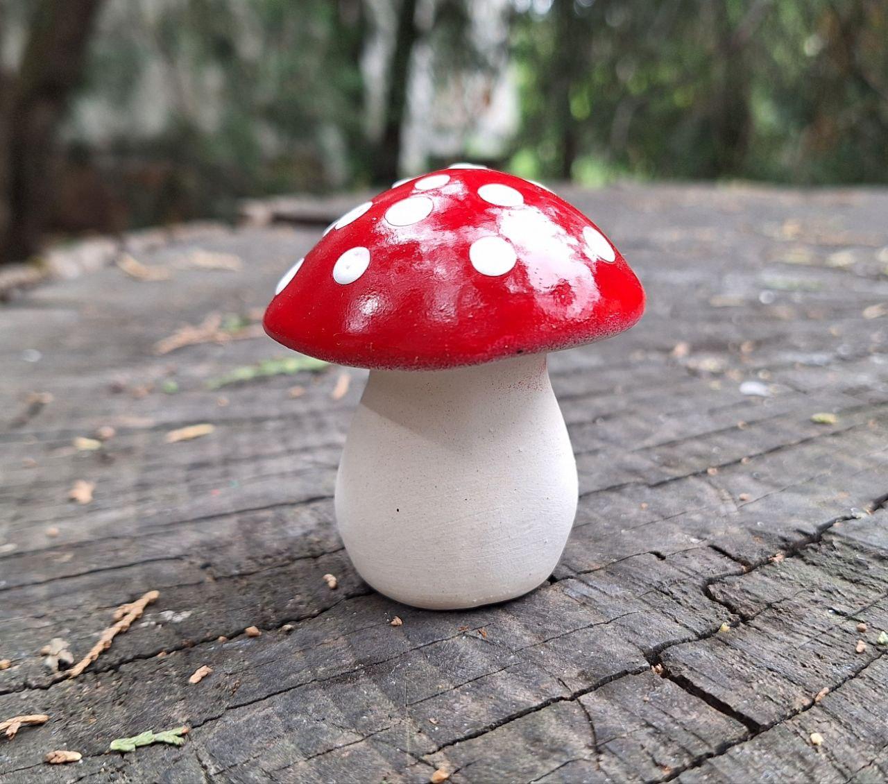 Садовий декор Гриб "Мухомор" Фігура керамічна 7х6 см, фото 1