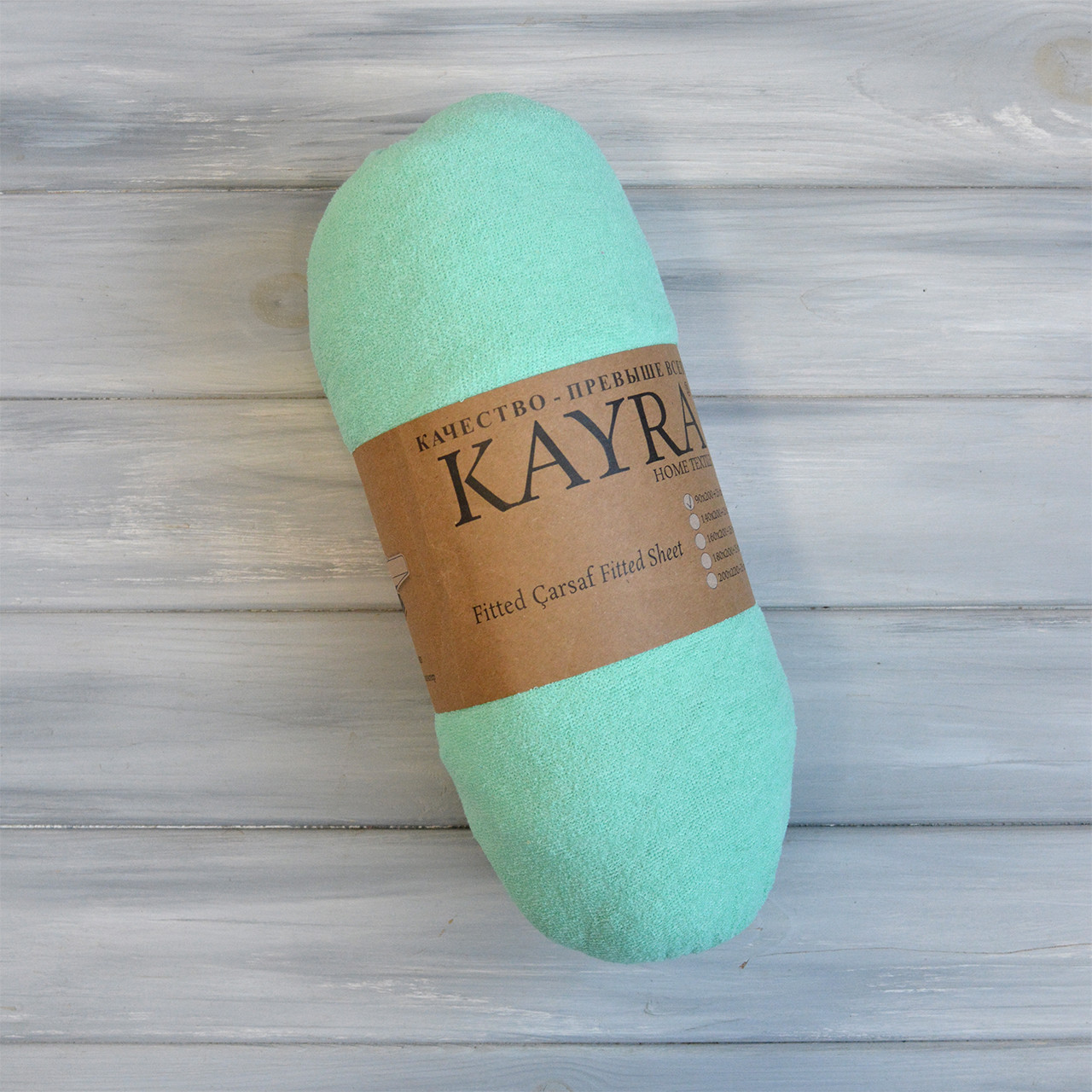 Простирадло на резинці Махрове KR Ментоловий 200х220см, фото 1