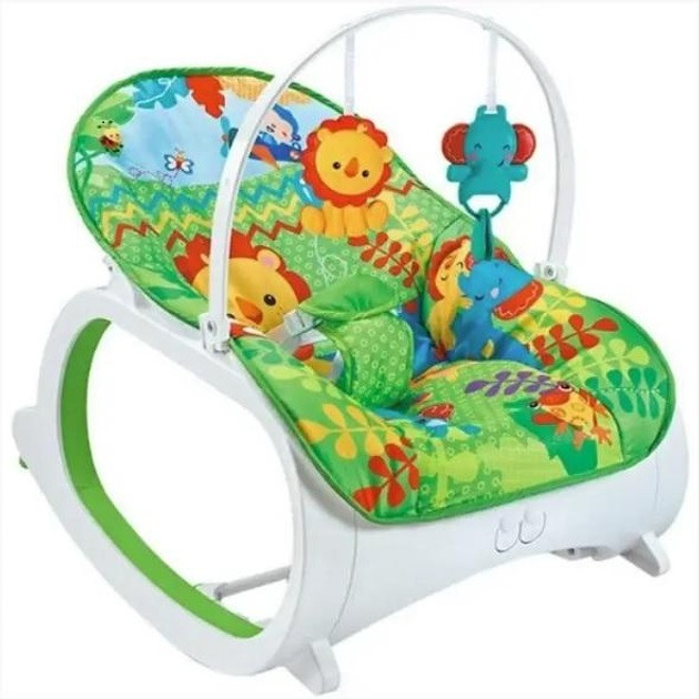 Шезлонг-гойдалка дитячий FitchBaby 27075, мелодії, вібрація, дуга з брязкальцями, регулювання положень