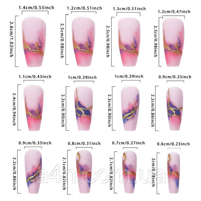 Размеры накладных ногтей