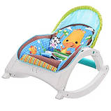 Дитячий шезлонг гойдалка FichBaby 88956, веселі мелодії, вібрація, дуга з брязкальцями, регулювання положення, фото 2