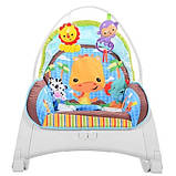 Дитячий шезлонг гойдалка FichBaby 88956, веселі мелодії, вібрація, дуга з брязкальцями, регулювання положення, фото 4