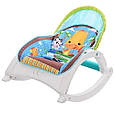 Дитячий шезлонг крісло гойдалка FichBaby 88956, мелодії, вібрація, дуга з брязкальцями, регулювання положення, фото 3