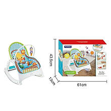 Дитячий шезлонг — крісло гойдалка FichBaby 88956, мелодії, вібрація, дуга з брязкальцями, регулювання положення