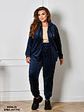 5930-26 Спортивний костюм жіночий на блискавці велюр на хутрі батал (3 од: 54,56,58), фото 3