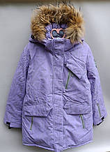 Термокуртка зимова для дівчинки підлітка 9 - 12 років "Лія" бузкова термо гірськолижна