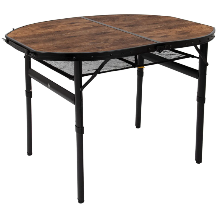 Туристичний Стіл Розкладний Bo-Camp Woodbine Oval 100x70 cm Black/Wood look (1404230) Кемпінговий Складаний Столик для риболовлі