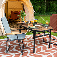 Туристичний Стіл Розкладний Bo-Camp Woodbine Oval 100x70 cm Black/Wood look (1404230) Кемпінговий Складаний Столик для риболовлі, фото 11