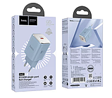 Мережевий зарядний пристрій Hoco N43 1 USB-C PD/QC 30w GaN Blue, фото 4