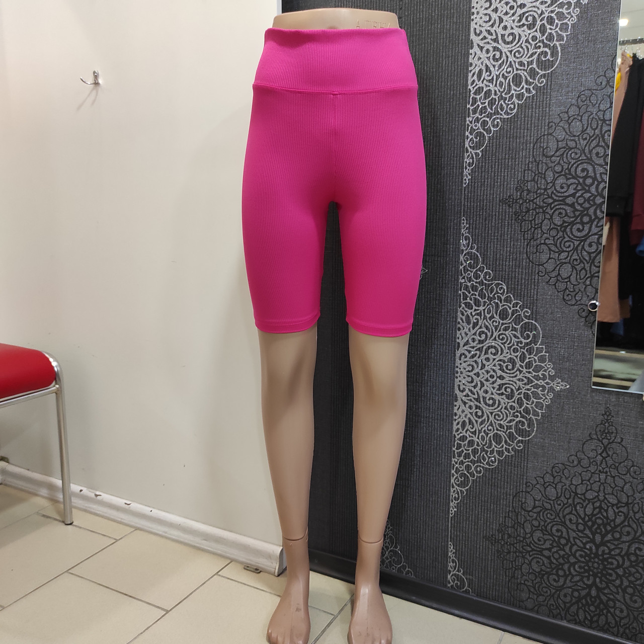 Шорти Lurex жіночі велосипедки яскраві рубчик стрейч М малина, фото 1