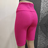 Шорти Lurex жіночі велосипедки яскраві рубчик стрейч М малина, фото 2