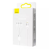 Кабель Baseus StarSpeed One-for-three Fast Charging USB (Micro USB+Lightning+Type-C) 3.5A (1.2m), Purple, фото 5
