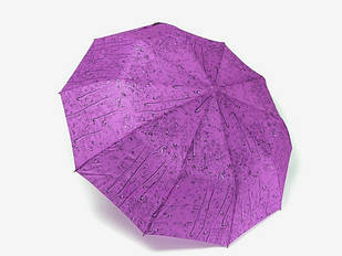 Жіноча парасолька-напівавтомат бузкова з краплями Bellissimo №497, 10 спиць, антивітрова система