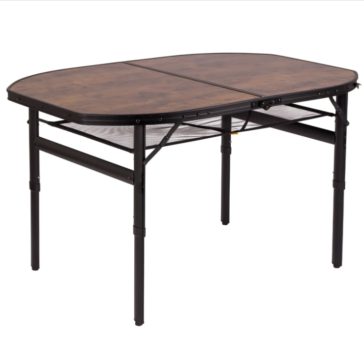 Туристичний Стіл Розкладний Bo-Camp Melrose Oval 120x80 cm Black/Wood look (1404220) Кемпінговий Складаний Столик для риболовлі