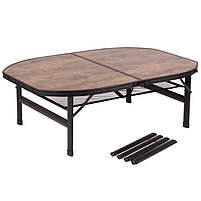 Туристичний Стіл Розкладний Bo-Camp Melrose Oval 120x80 cm Black/Wood look (1404220) Кемпінговий Складаний Столик для риболовлі, фото 3