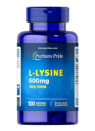 Амінокислота L-Лізин Puritan`s Pride L-Lysine 500 мг 100 капс, фото 1