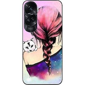 Силіконовий чохол Case для Honor 90 Lite з картинкою Котик на плечі