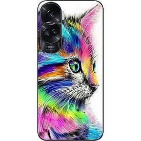 Силіконовий чохол Case для Honor 90 Lite з картинкою Різнобарвний кіт
